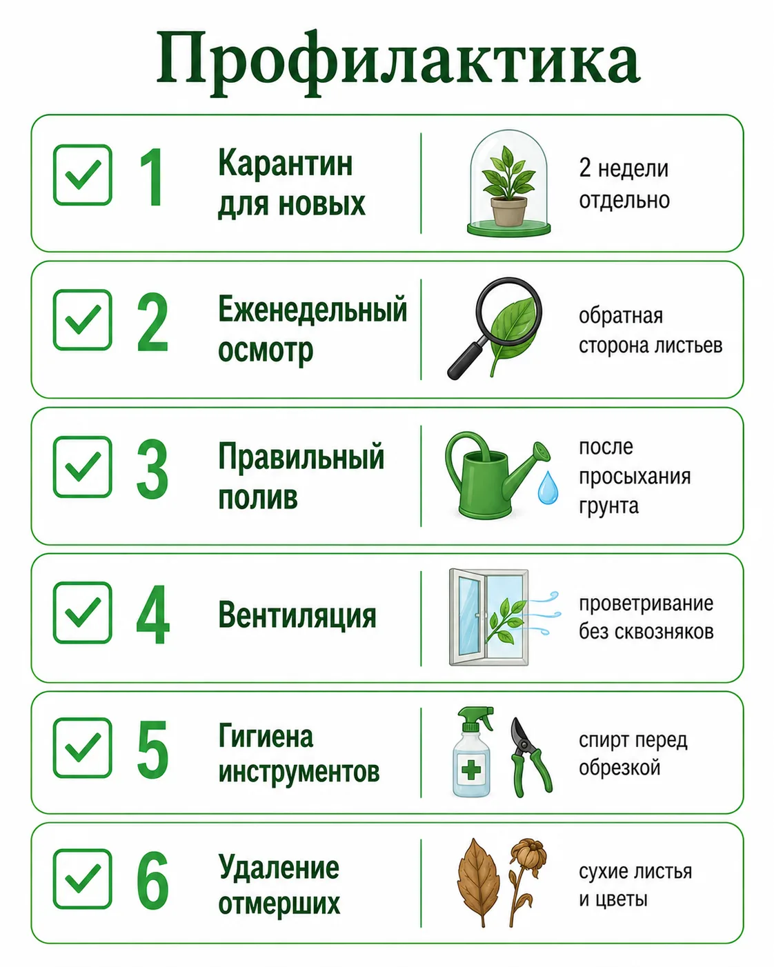 Профилактика: как защитить офисные растения Профилактика болезней офисных растений: карантин, осмотр, полив, вентиляция, гигиена - 6 правил